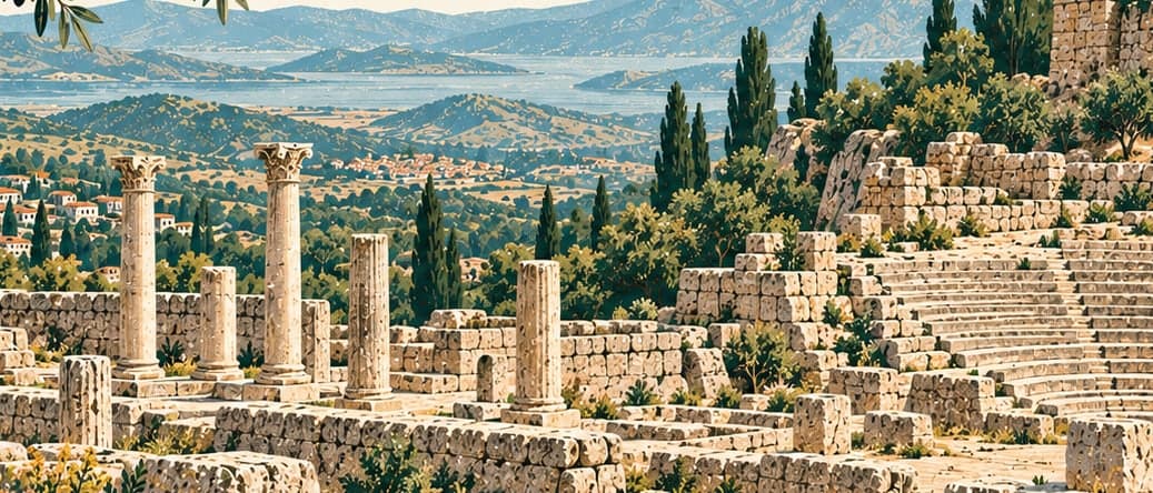 Illustration of Aigai Archaeological Site, Manisa