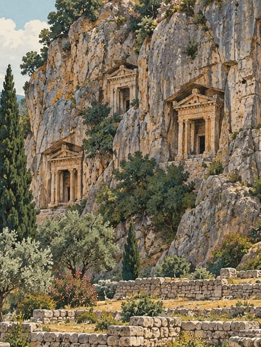 Illustration of Amintas Archaeological Site, Muğla