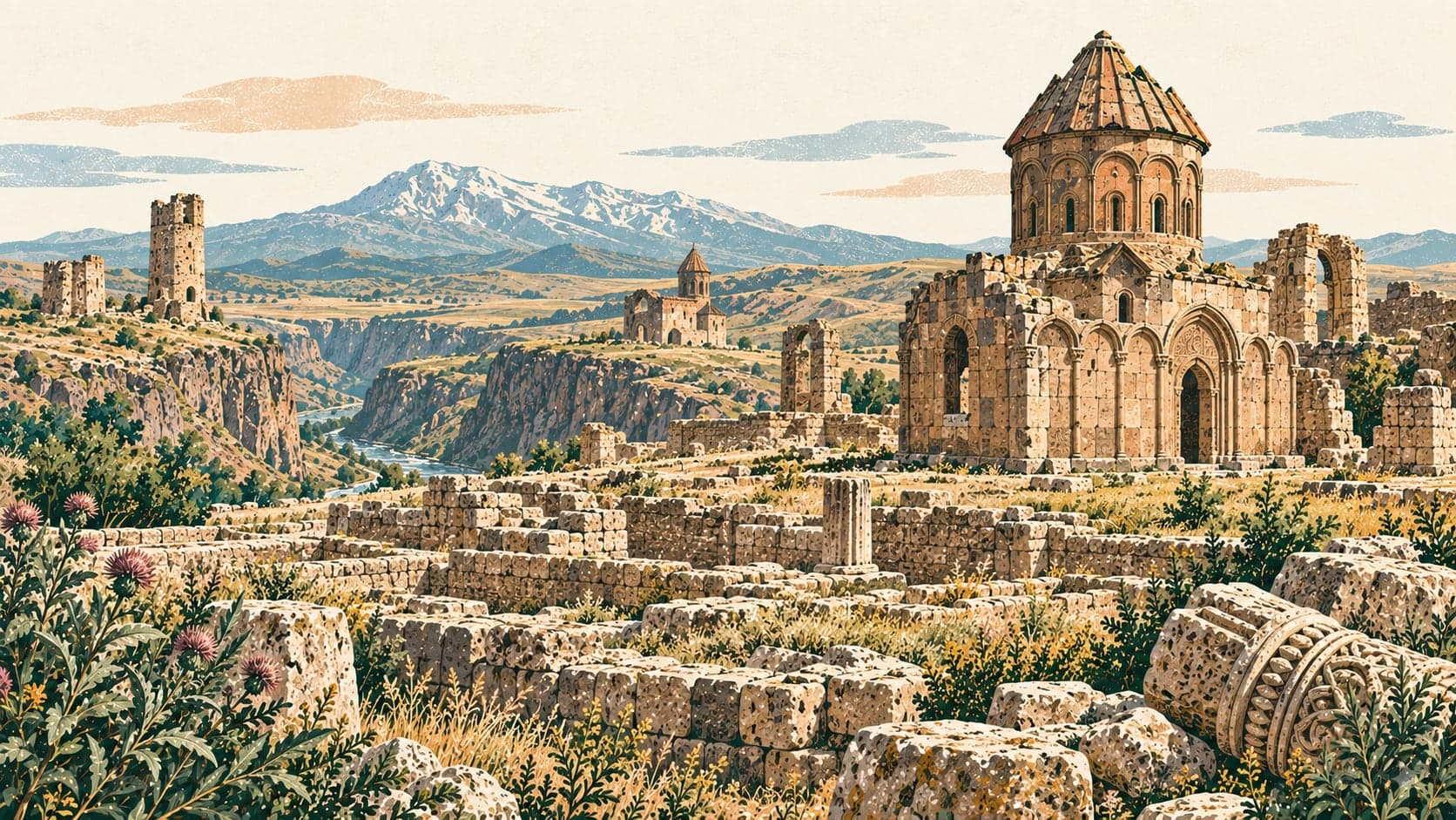 Illustration of Ani Archaeological Site, Kars