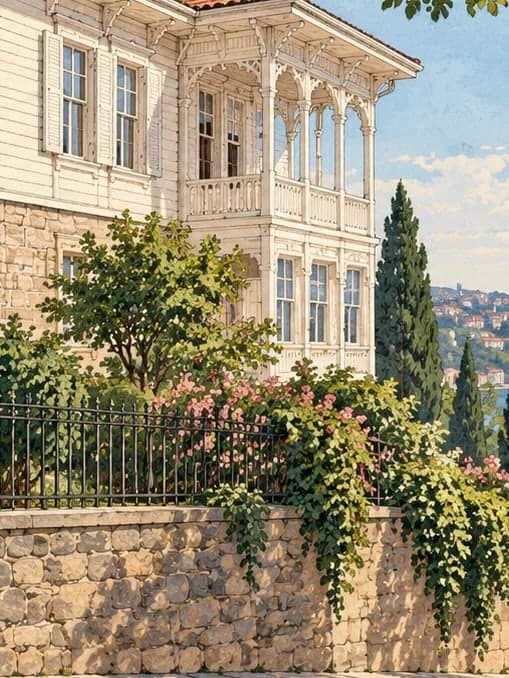 Illustration of Aşiyan Museum (Tevfik Fikret'in House), İstanbul