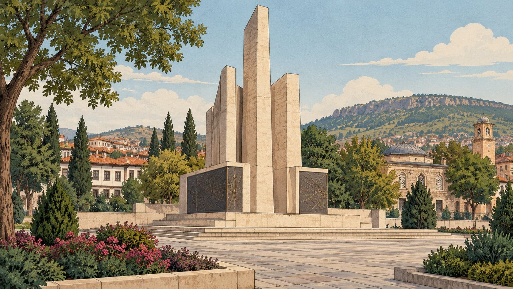 Illustration of Atatürk and Independence Monument, Uşak