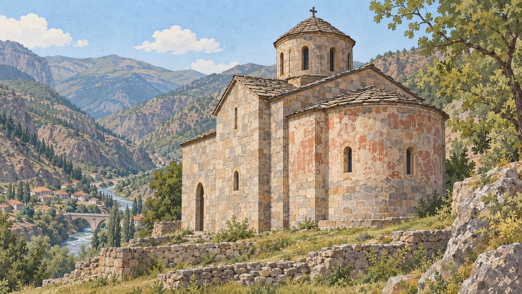 Illustration of Aydınlar Church, Gümüşhane