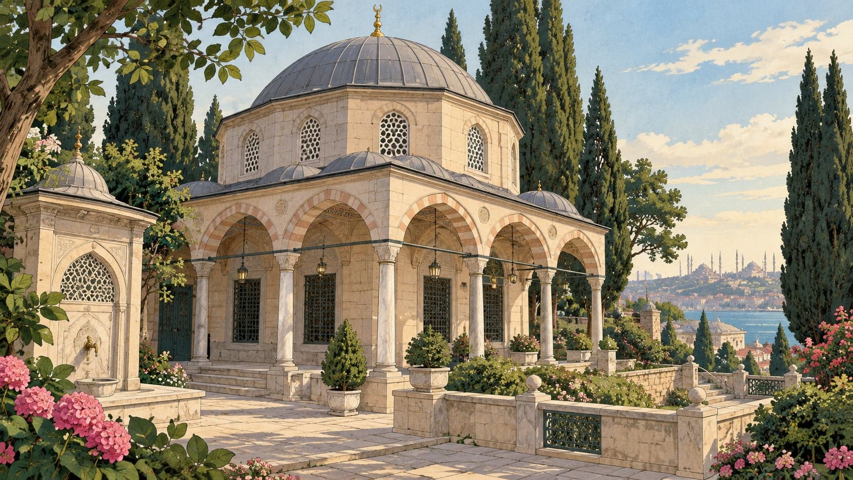 Illustration of Aziz Mahmud Hüdayi Tomb, İstanbul