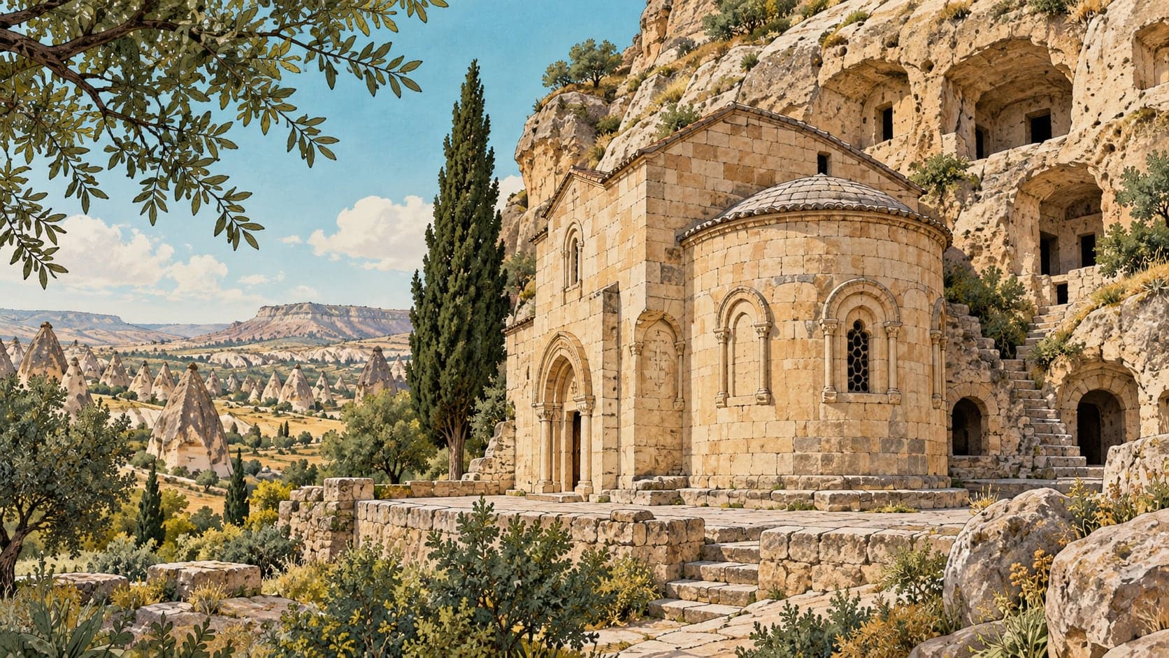 Illustration of Saint Theodore Church, Nevşehir