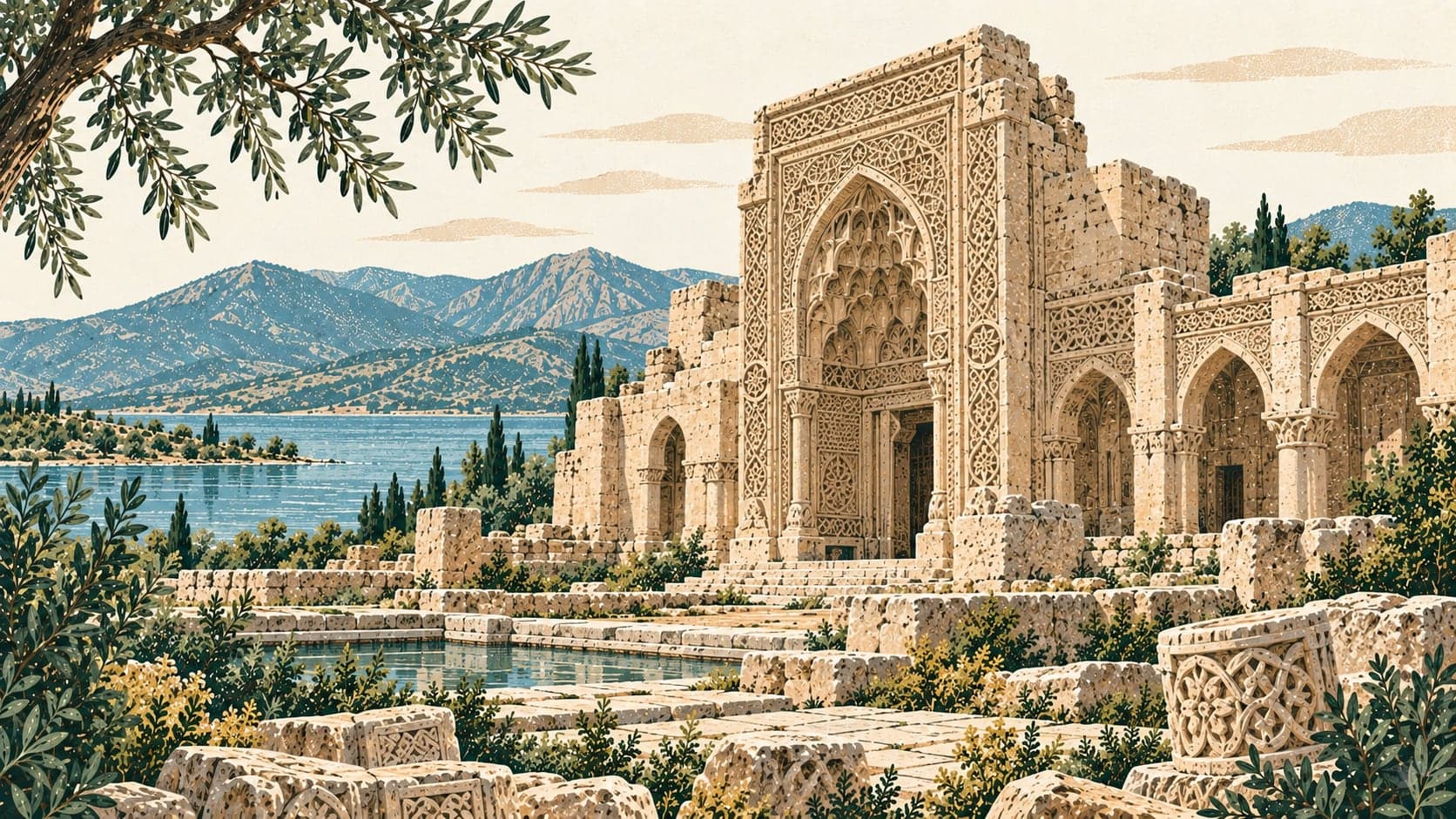 Illustration of Beyşehir Kubadâbâd Palace, Konya