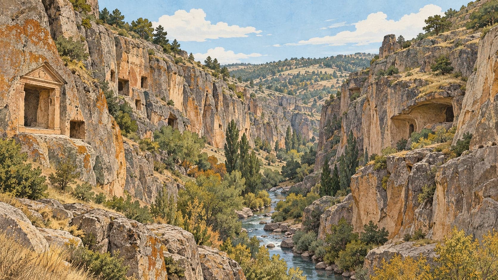 Illustration of Dağlık Frigya Kümbet Valley, Eskişehir