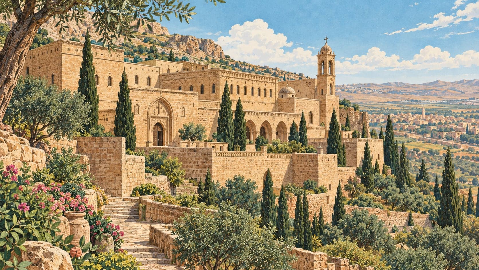 Illustration of Deyrulzafaran Monastery, Mardin