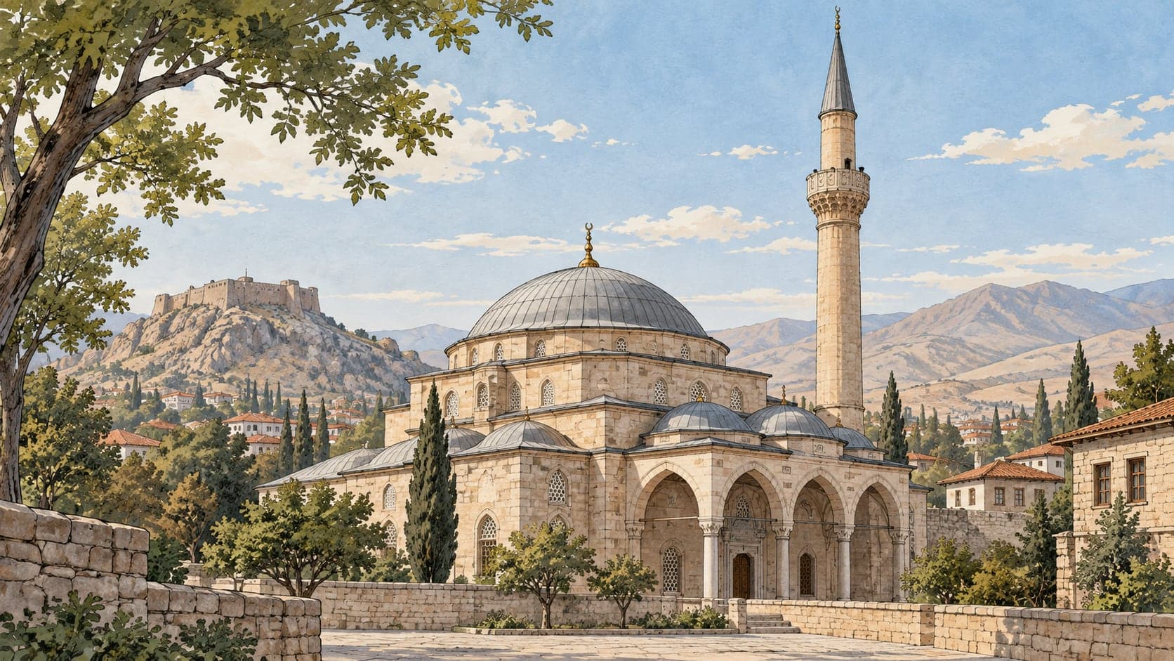 Illustration of Dışarı Mosque / Çelebi Hüsamettin Mosque, Niğde