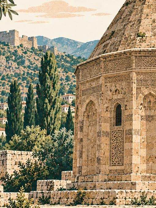 Illustration of Emir Bayındır Tomb Tower, Bitlis