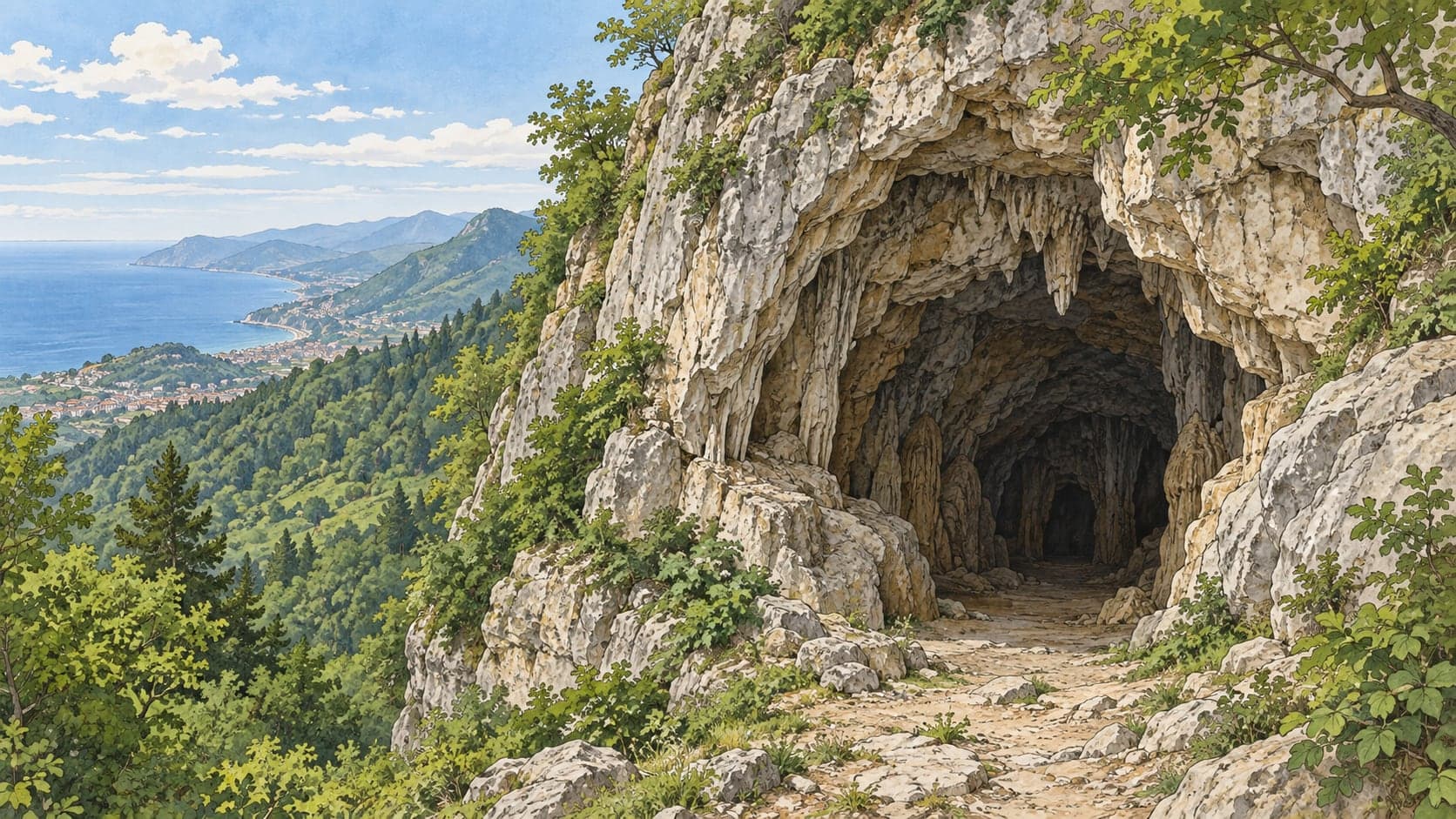 Illustration of Espiye Seven Mills Cave, Giresun