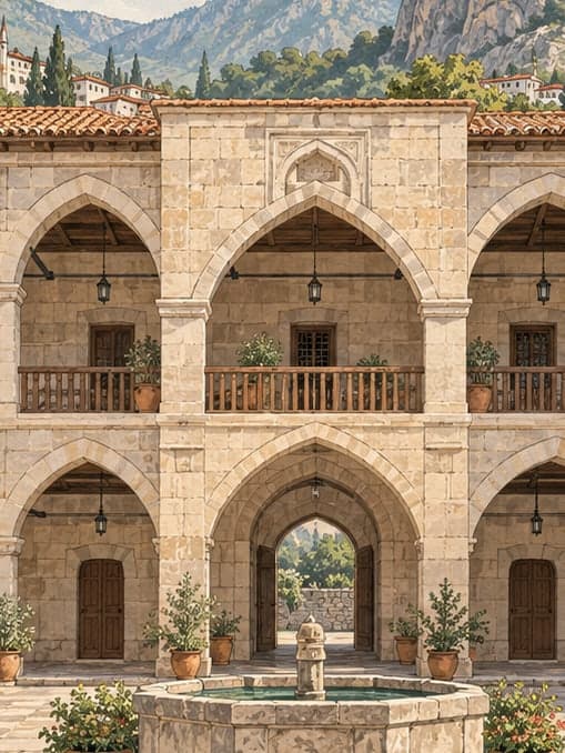 Illustration of Ezinepazar Caravanserai, Amasya