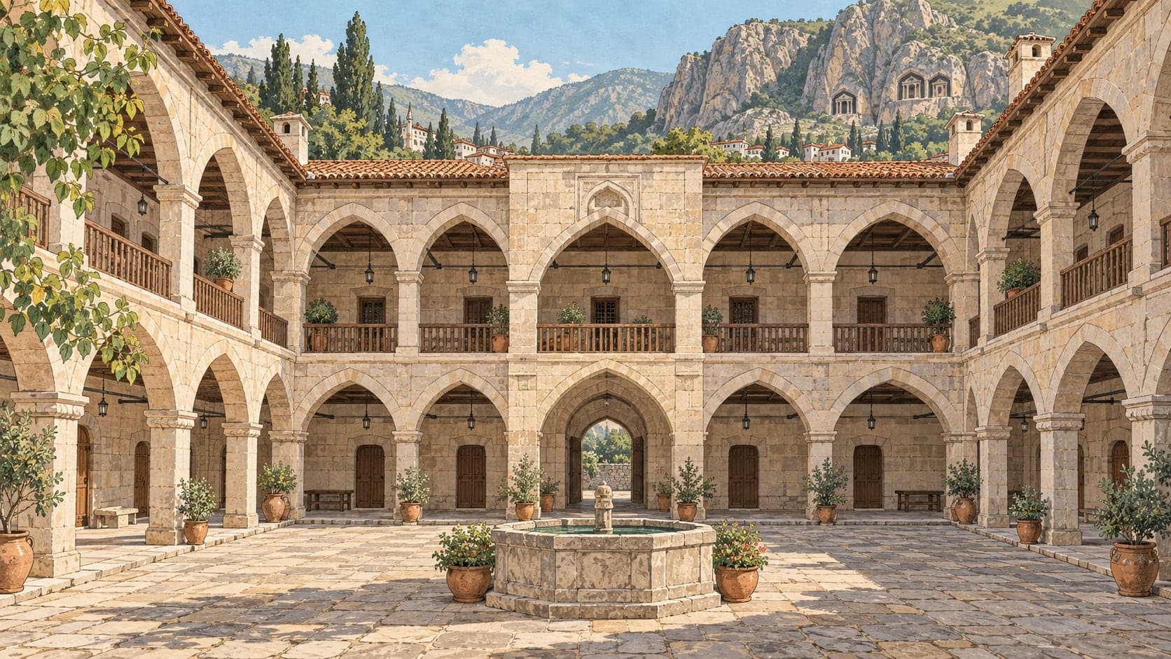 Illustration of Ezinepazar Caravanserai, Amasya