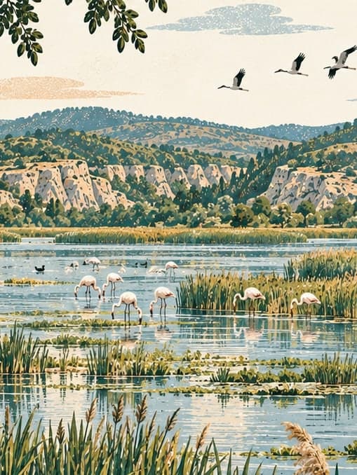 Illustration of Gala Lake National Park, Edirne