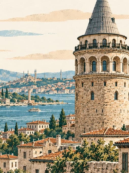 Illustration of Galata Kulesi, İstanbul