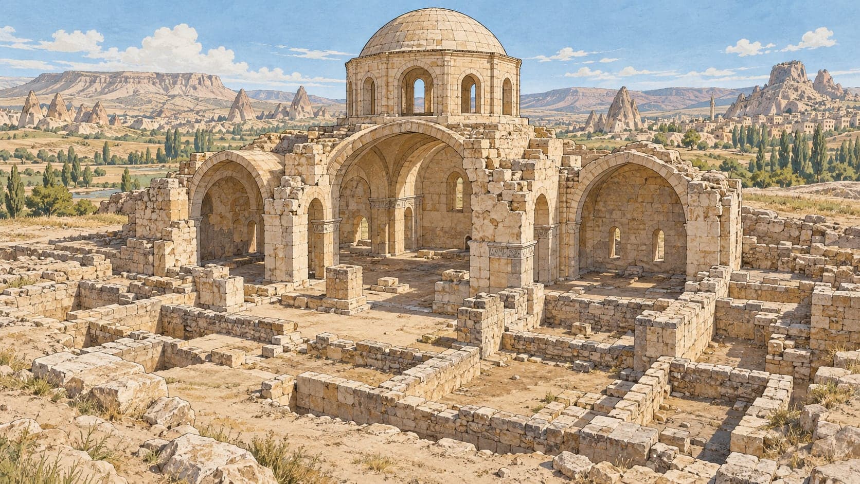 Illustration of Gülşehir St.Jean Church, Nevşehir