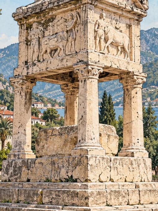 Illustration of Gümüşkesen Funerary Monument, Muğla