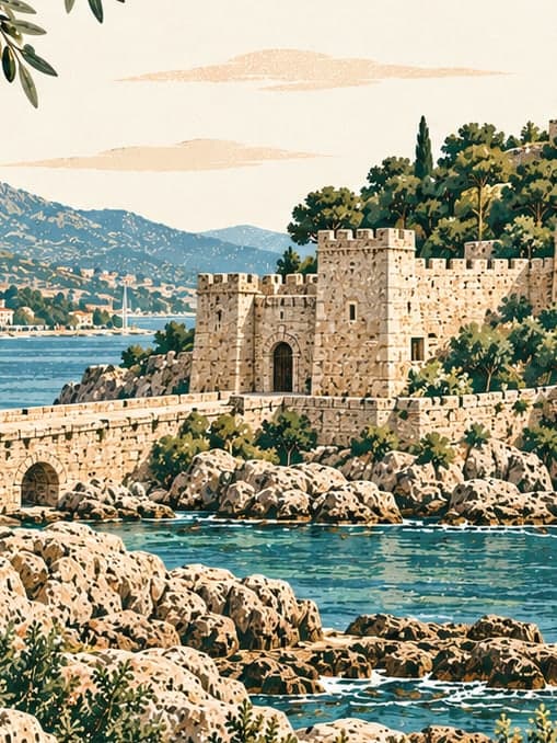 Illustration of Güvercinada Castle, Aydın