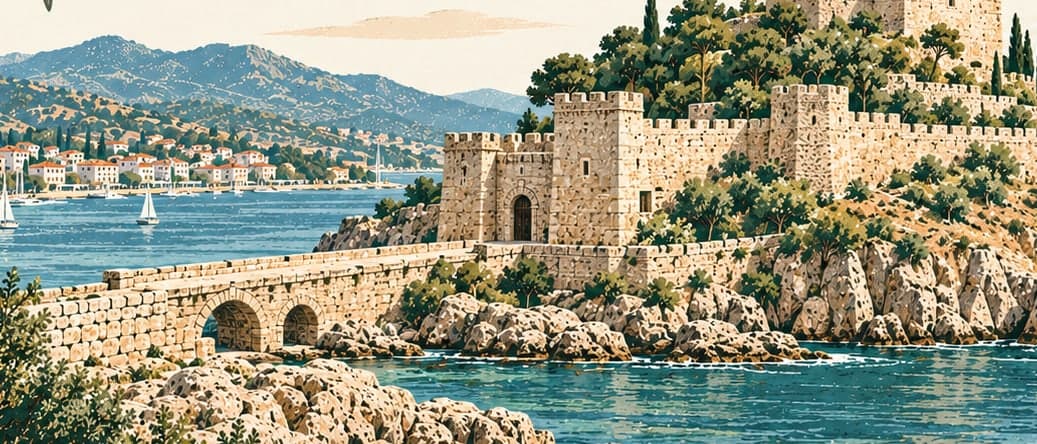 Illustration of Güvercinada Castle, Aydın