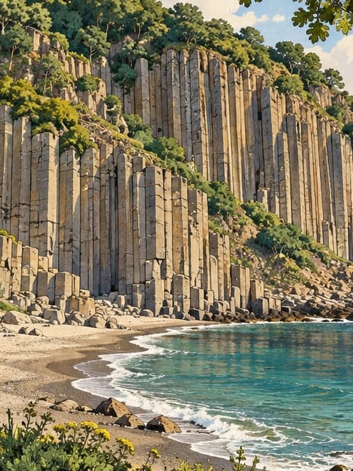 Illustration of Güzelcehisar Lava Columns, Bartın
