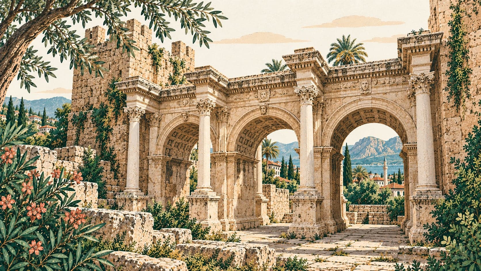 Illustration of Hadrian Kapısı, Antalya