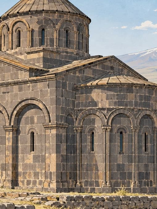Illustration of Hamur Tomb Tower, Ağrı