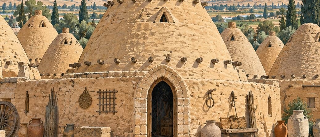 Illustration of Harran Kümbet Houses, Şanlıurfa