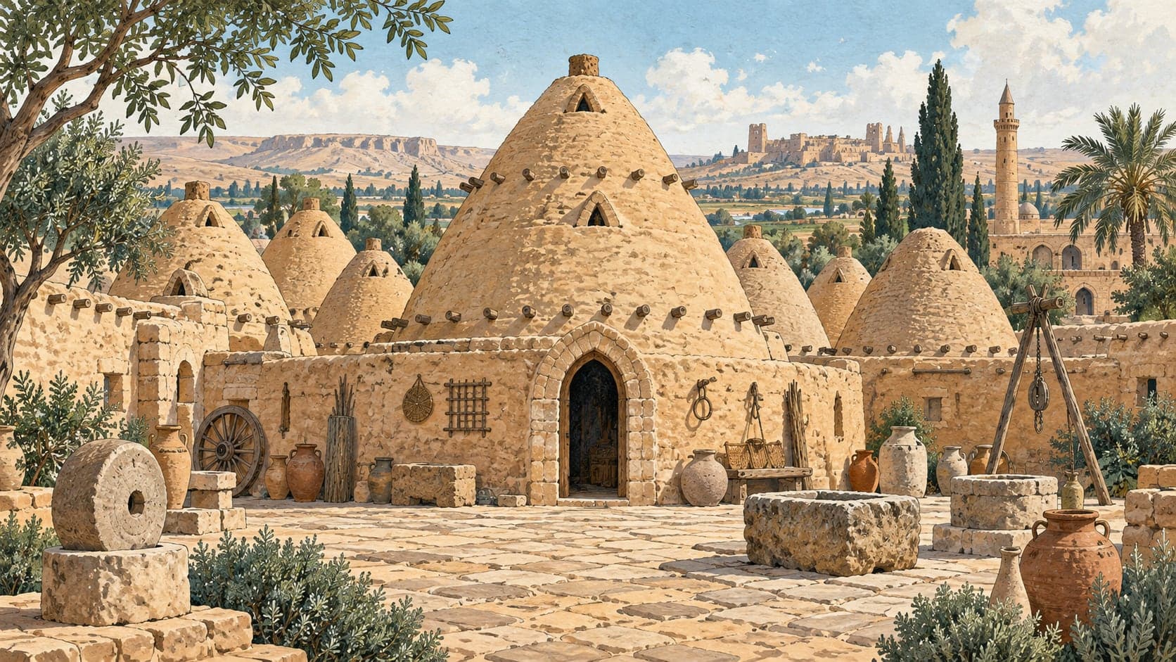 Illustration of Harran Kümbet Houses, Şanlıurfa