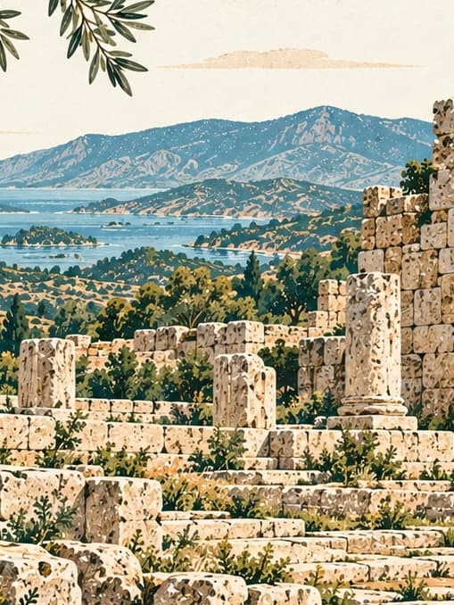 Illustration of Hippou Kome Ancient City, Muğla