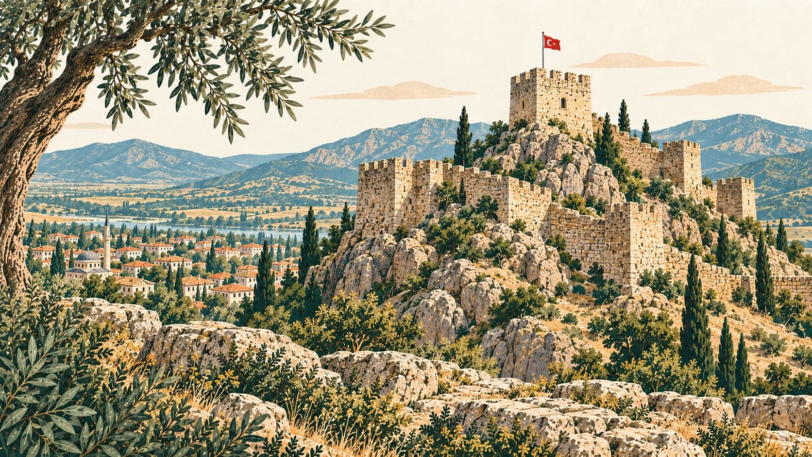 Illustration of Karacahisar Kalesi, Eskişehir