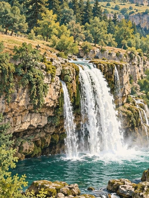 Illustration of Kınık Waterfall Nature Park, Bilecik