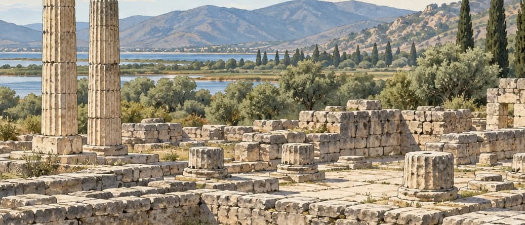 Illustration of Klaros Archaeological Site, İzmir