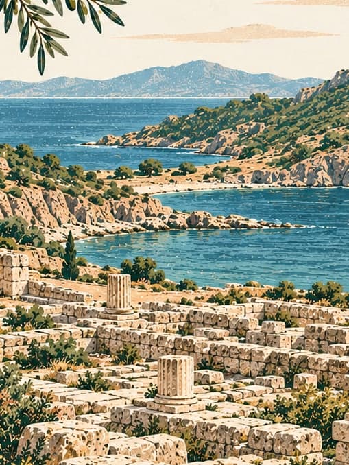 Illustration of Knidos Archaeological Site, Muğla