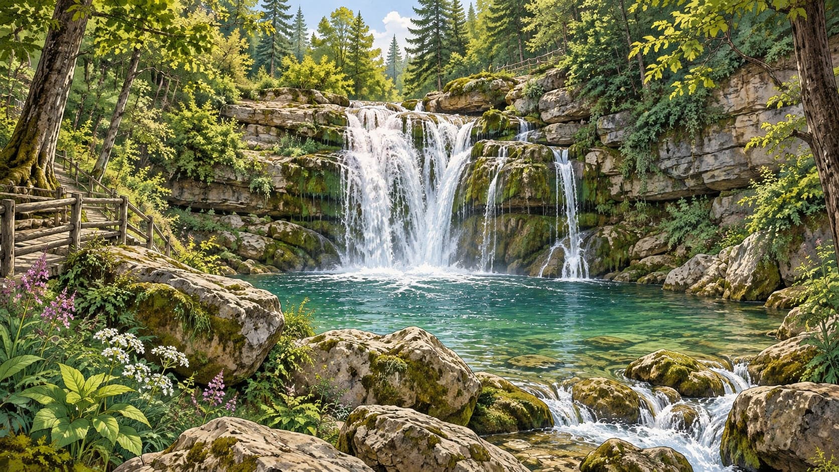 Illustration of Köroğlu Waterfall, Bolu