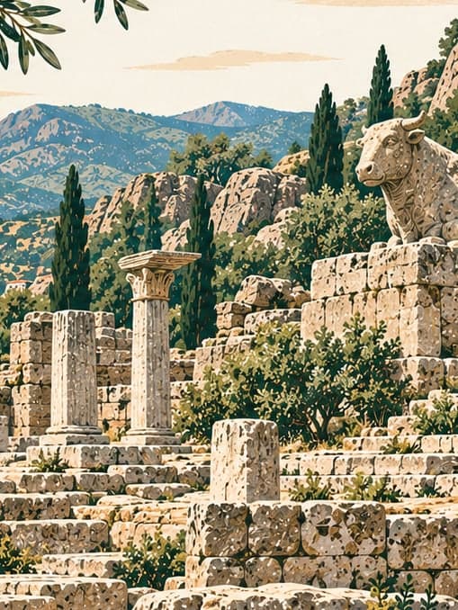 Illustration of Labraunda Archaeological Site, Muğla