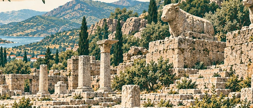 Illustration of Labraunda Archaeological Site, Muğla