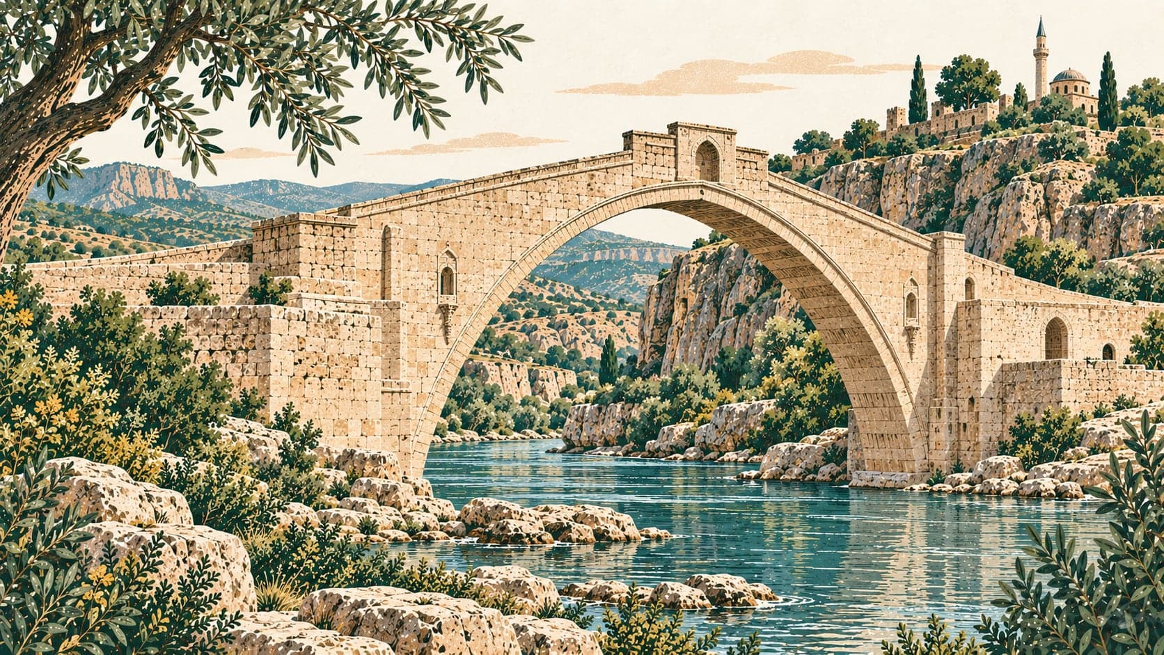 Illustration of Malabadi Köprüsü, Diyarbakır