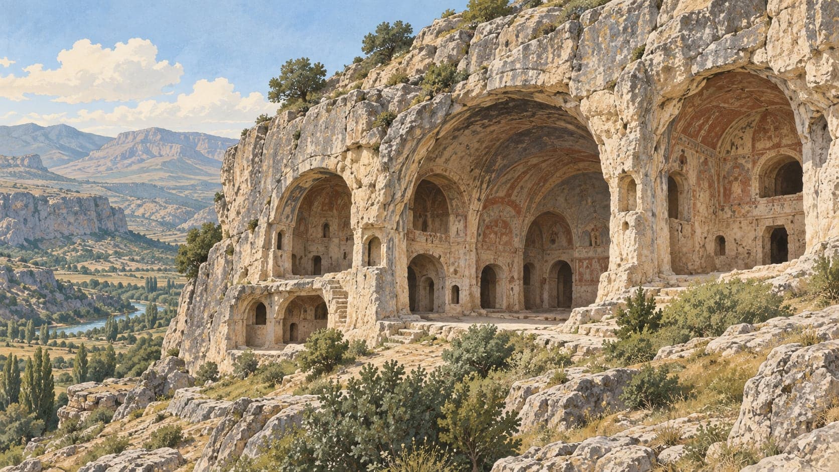 Illustration of Manazan Caves, Karaman