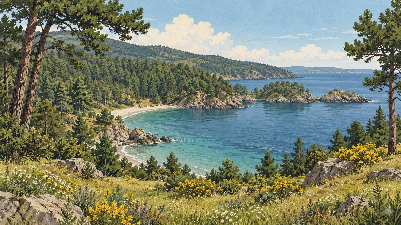 Illustration of Marmaracık Bay Nature Park, İstanbul