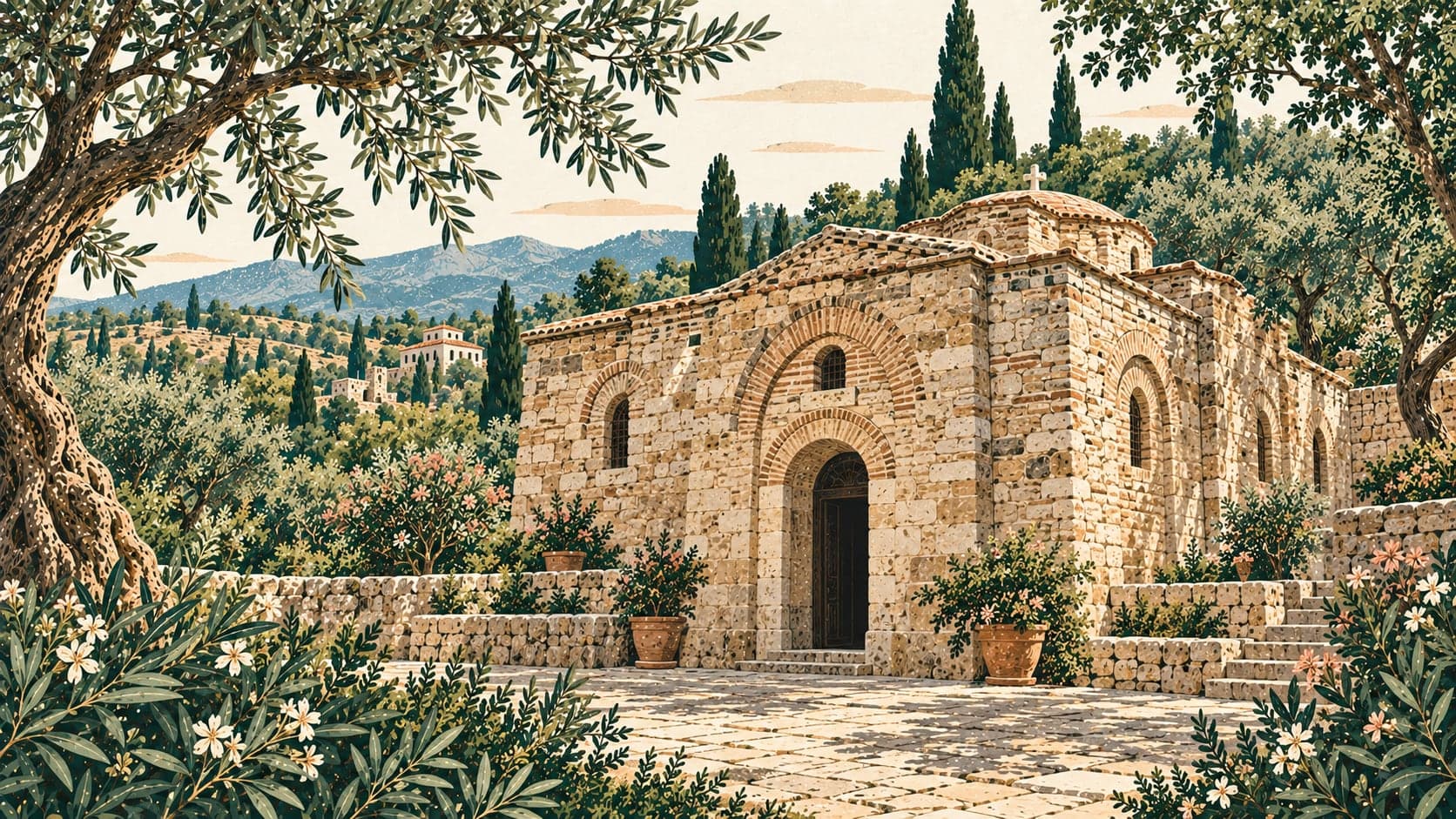 Illustration of Meryem Ana Evi, İzmir