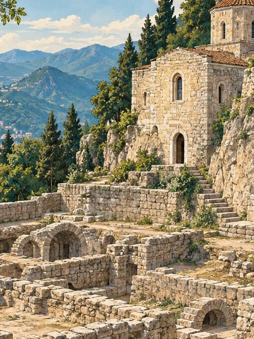 Illustration of Meryem Ana Monastery, Giresun
