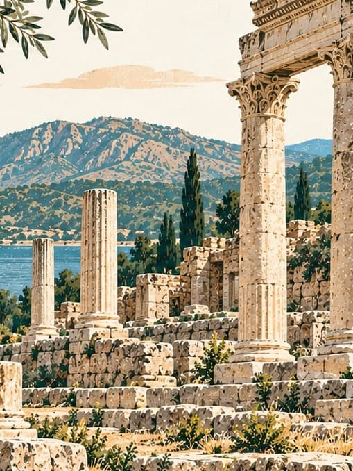Illustration of Milyos (milias) Archaeological Site, Burdur