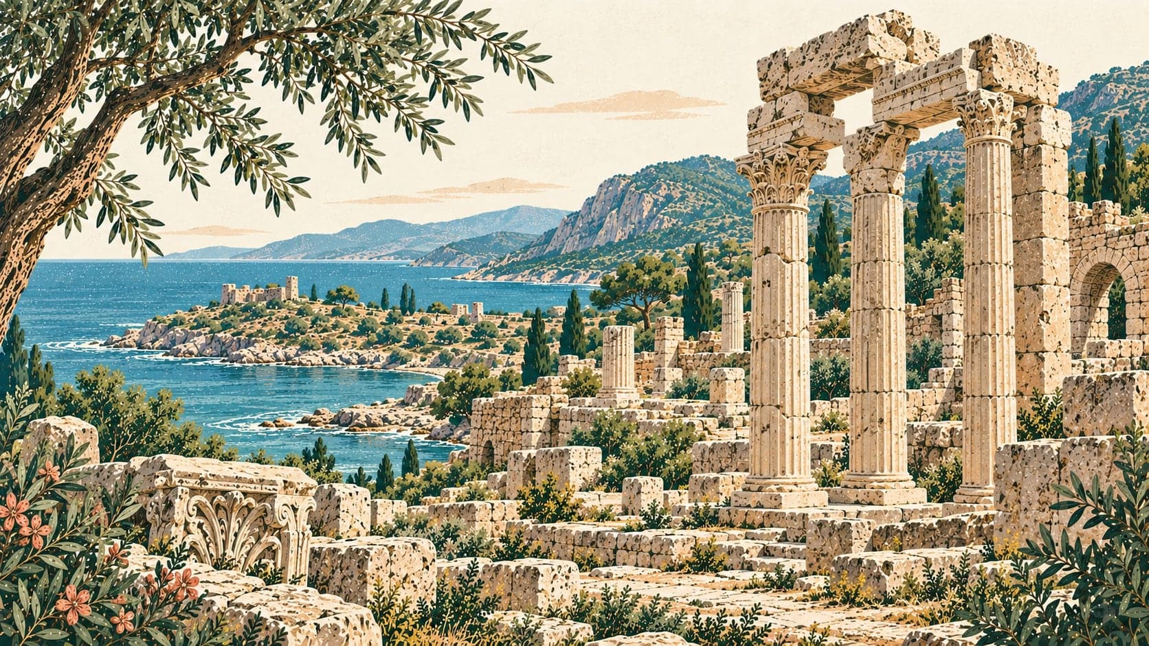 Illustration of Nagidos Archaeological Site, Mersin