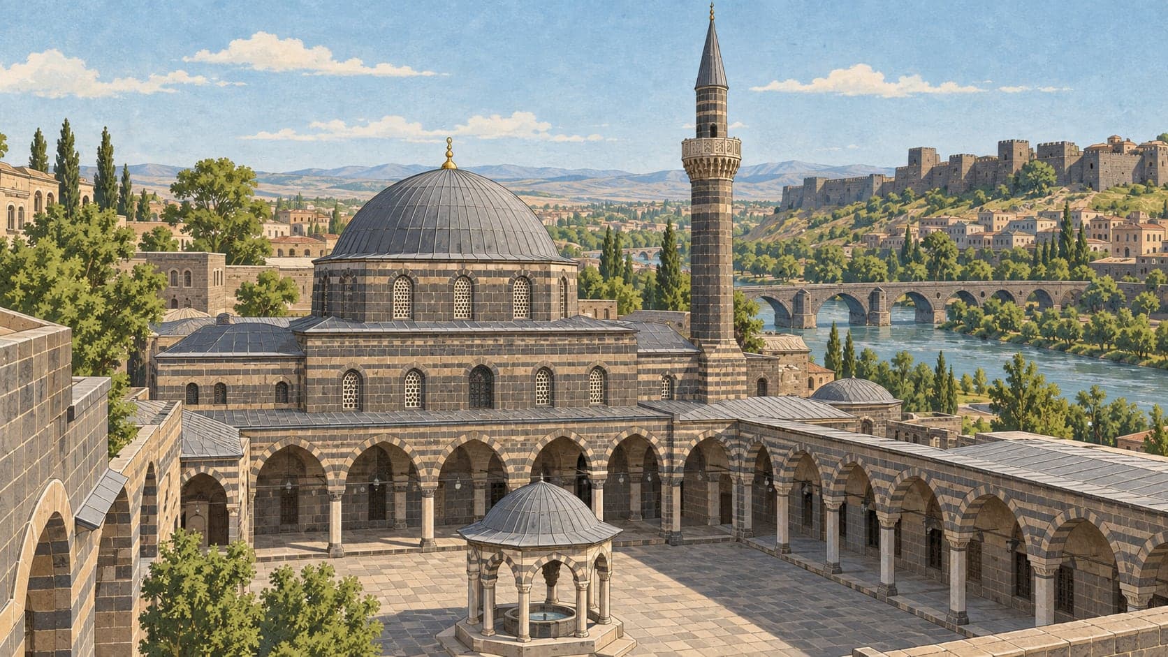 Illustration of Nebi Mosque, Diyarbakır