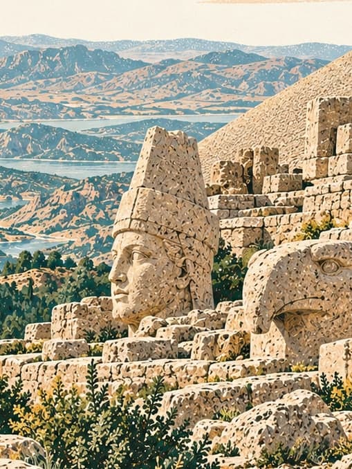 Illustration of Mount Nemrut National Park, Adıyaman