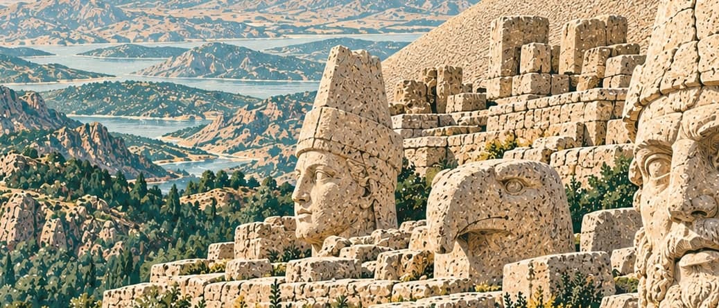 Illustration of Mount Nemrut National Park, Adıyaman
