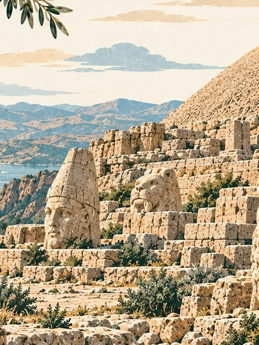 Illustration of Nemrut Archaeological Site, Adıyaman