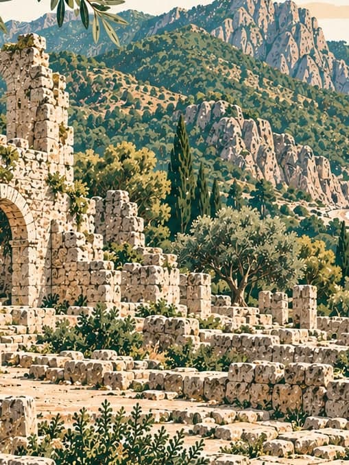 Illustration of Olympos Archaeological Site, Antalya