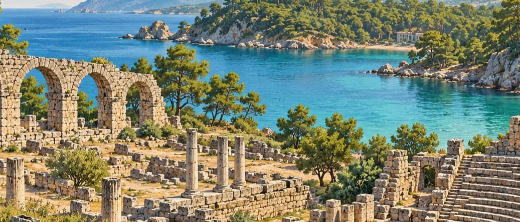 Illustration of Phaselis Archaeological Site, Antalya