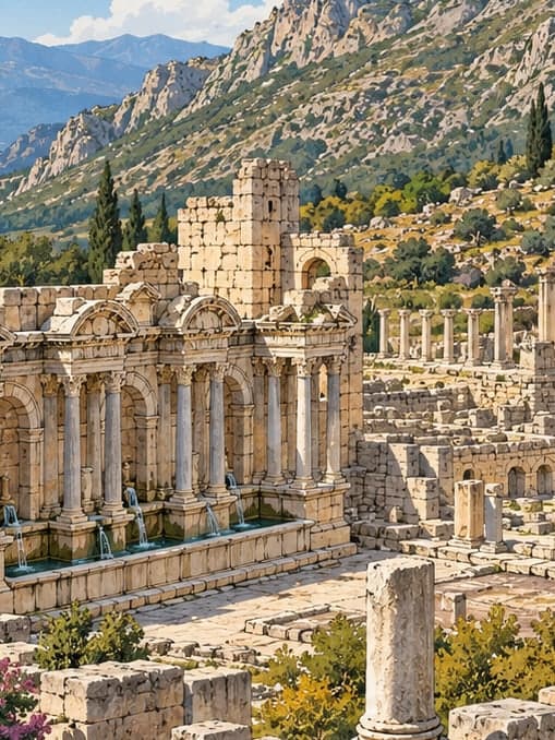 Illustration of Sagalassos Archaeological Site, Burdur