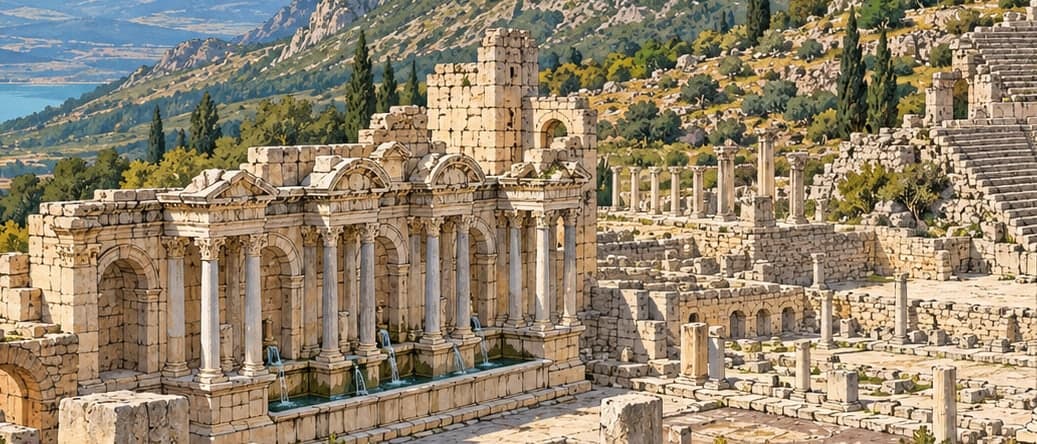 Illustration of Sagalassos Archaeological Site, Burdur